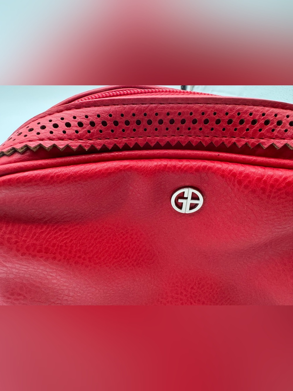 Nordstrom  red leather  Cosmetic Pouch Giani Bernini Travel Pouch - Picture 2 of 5